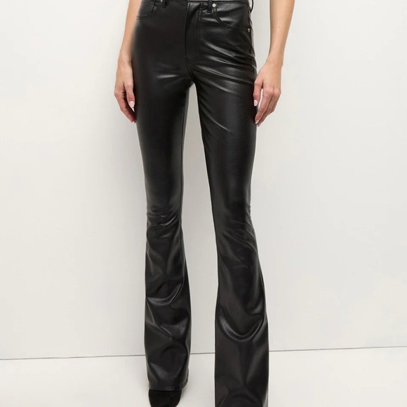 Veronica Beard Beverly High Rise Skinny Flare Black Vegan Leather Pants - Picture 1 of 6